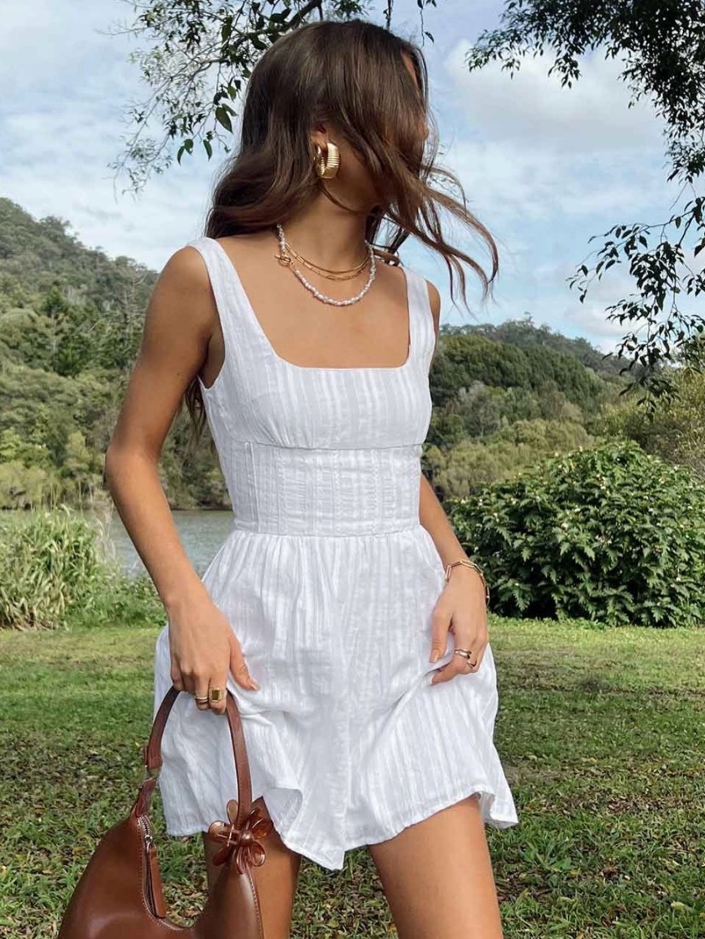 Princess Polly Lorinda Mini Dress White
- Women's Lightweight Sleeveless Dress
